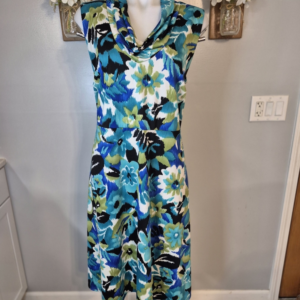 dressbarn Cowl Neck Floral Sleeveless Dress